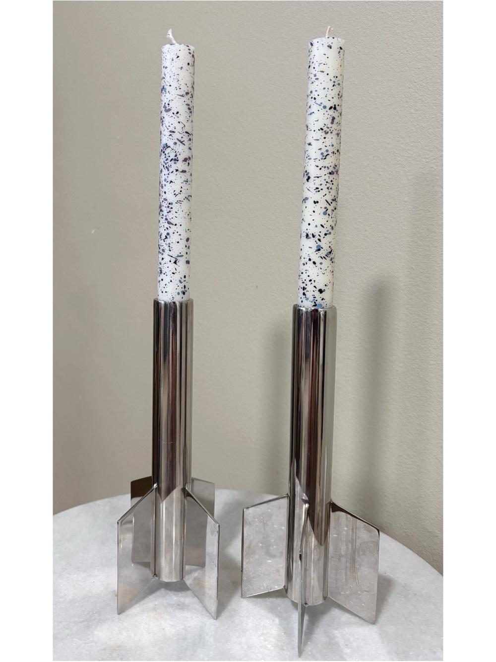Vintage MCM Rocket Rocketship Candle Taper Holders Mid-Century Set of 2
